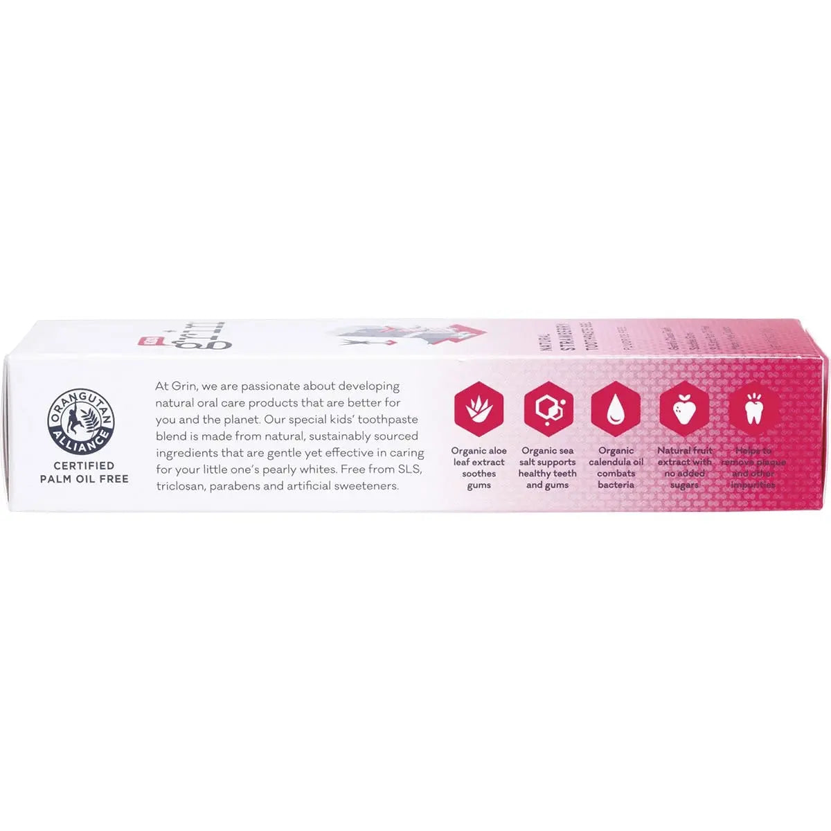 Grin Natural Strawberry Kid's Toothpaste (Fluoride Free) 70g GRIN