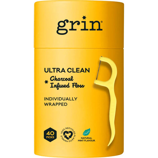 GRIN Charcoal Infused Floss Picks Ultra Clean 40pcs - Cutprice Online
