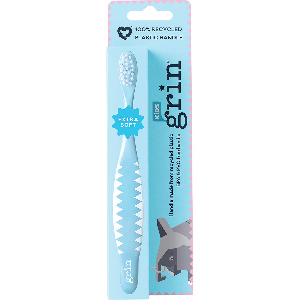 GRIN 100% Recycled Toothbrush Kids Extra Soft Pink, Blue(Pack of 8) - Cutprice Online