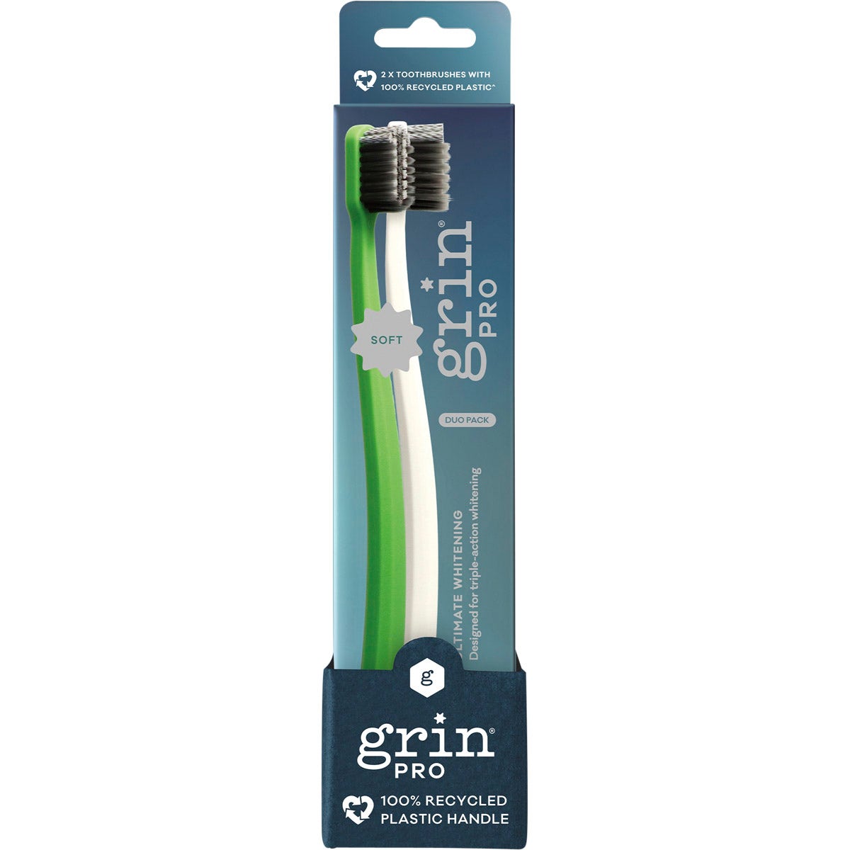 Grin Pro Ultimate Whitening Toothbrush Soft White, Green 2pk - Cutprice Online