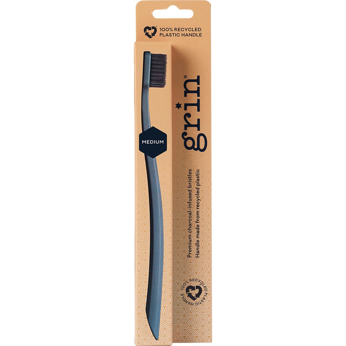 GRIN 100% Recycled Toothbrush Medium Pink, Charcoal x8 - Cutprice Online