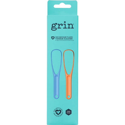 Grin 100% Recycled Plastic Tongue Cleaner Orange, Blue 2pk - Cutprice Online