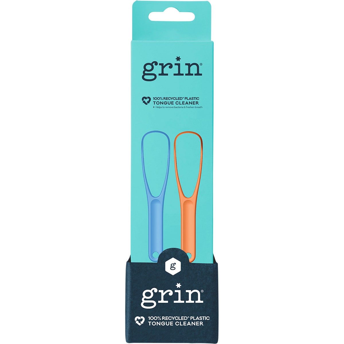Grin 100% Recycled Plastic Tongue Cleaner Orange, Blue 2pk - Cutprice Online