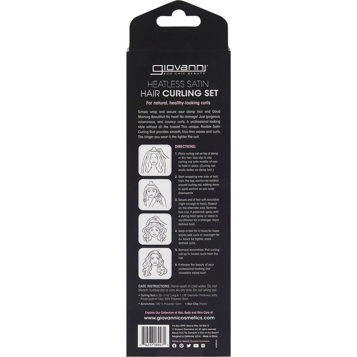 GIOVANNI Heatless Satin Hair Curling Set Black - Cutprice Online