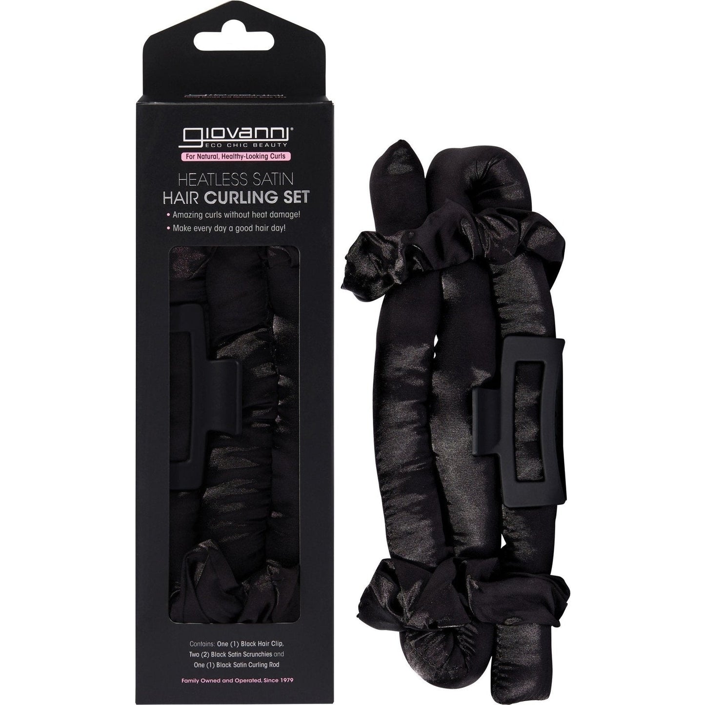 GIOVANNI Heatless Satin Hair Curling Set Black - Cutprice Online