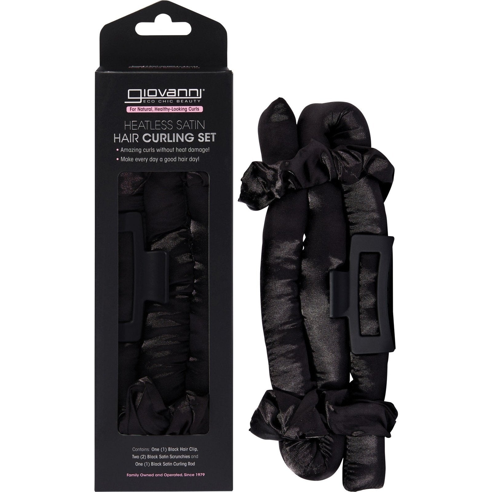 GIOVANNI Heatless Satin Hair Curling Set Black - Cutprice Online
