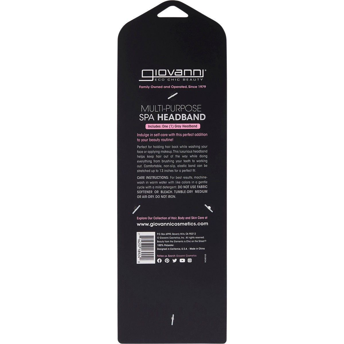 GIOVANNI SPA Headband Multi-Purpose Grey - Cutprice Online