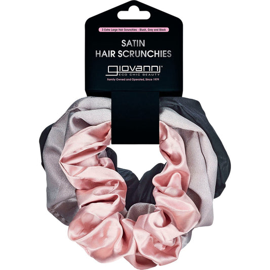 GIOVANNI Satin Hair Scrunchies Blush, Grey, Black Extra large 3pk - Cutprice Online