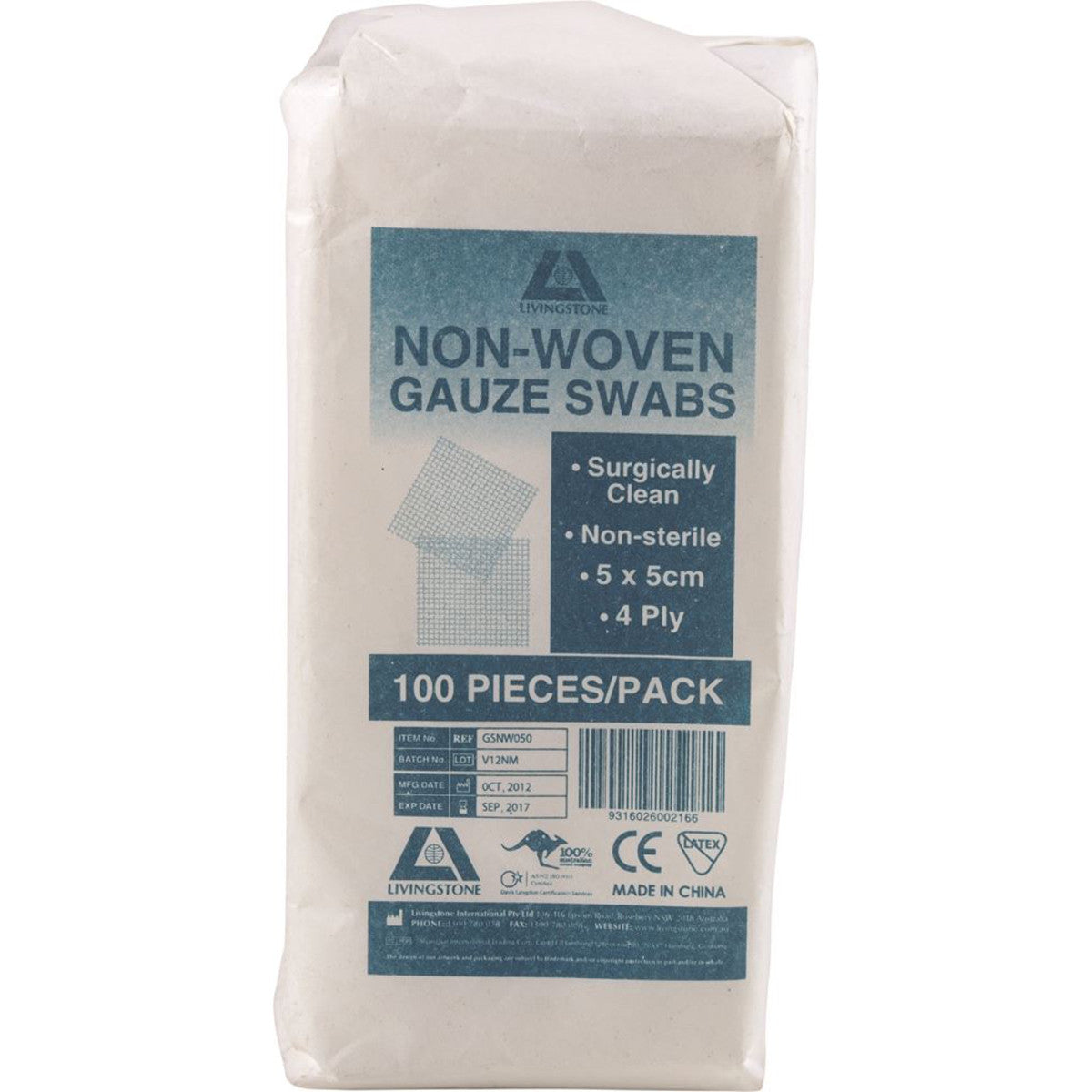 Gauze Swabs Non-Woven Non Sterile (5 x 5cm) 4ply x 100 Pack - Cutprice Online