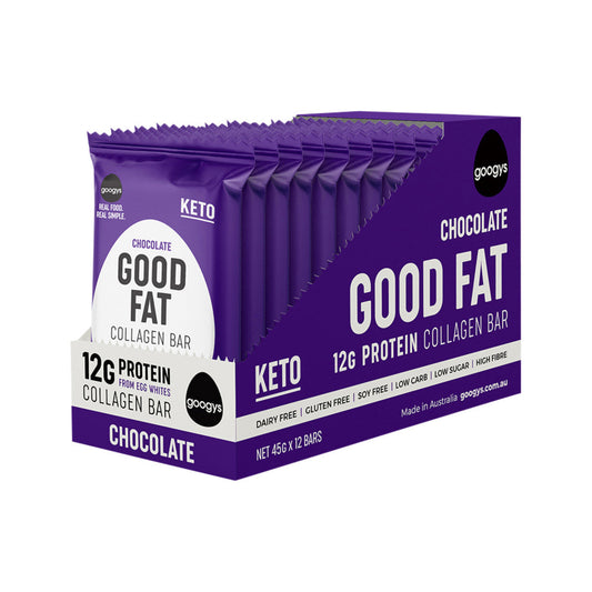 Googys Good Fat Collagen Bar Chocolate 45g(Pack of 12) - Cutprice Online