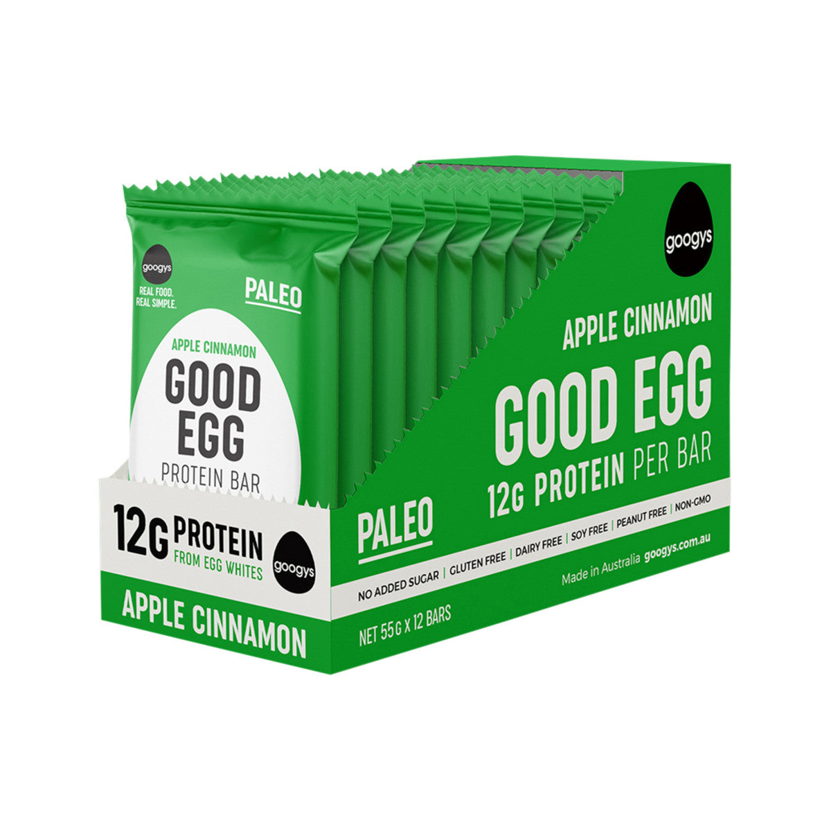 Googys Good Egg Protein Bar Apple Cinnamon 55g(Pack of 12) - Cutprice Online