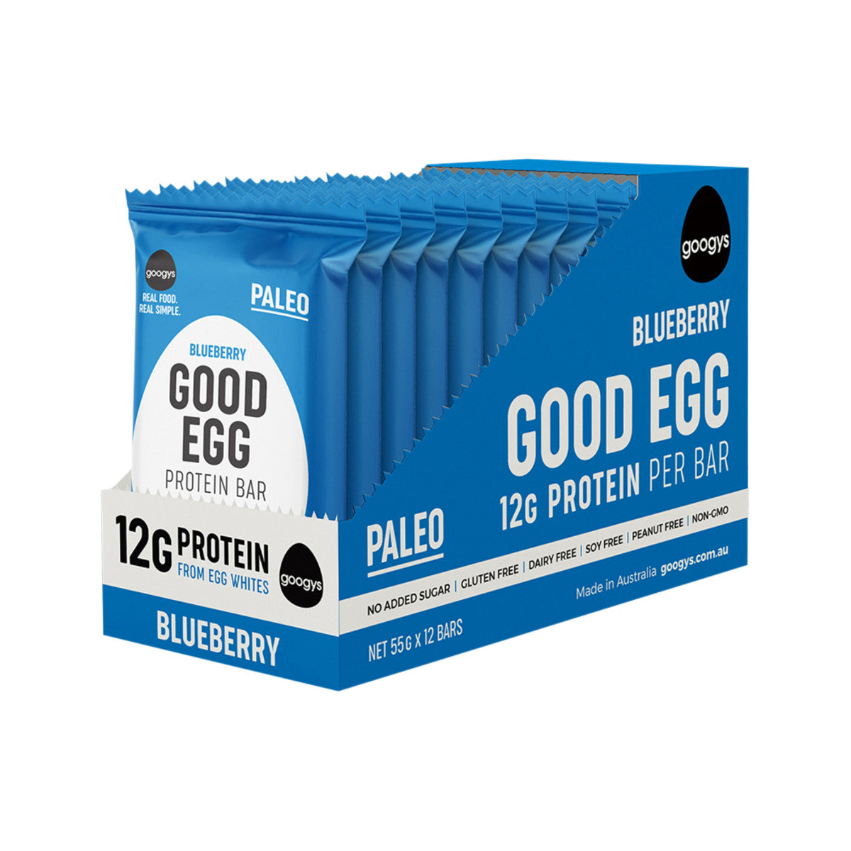 Googys Good Egg Protein Bar Blueberry 55g(Pack of 12) - Cutprice Online