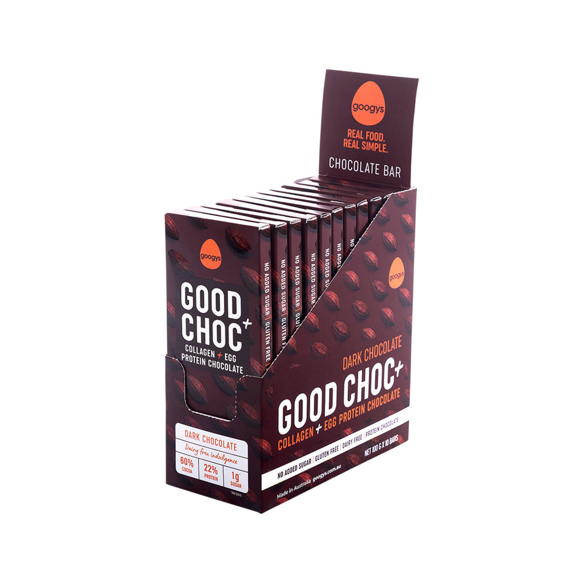 Googys Good + Choc Collagen + Egg Protein Chocolate Dark 100g(Pack of 10) - Cutprice Online