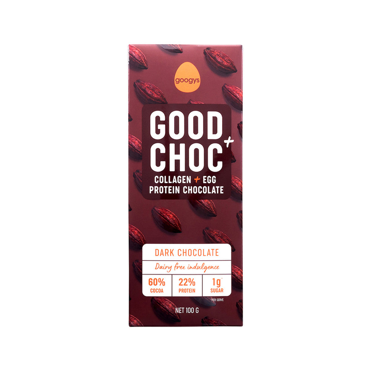 Googys Good + Choc Collagen + Egg Protein Chocolate Dark 100g(Pack of 10) - Cutprice Online