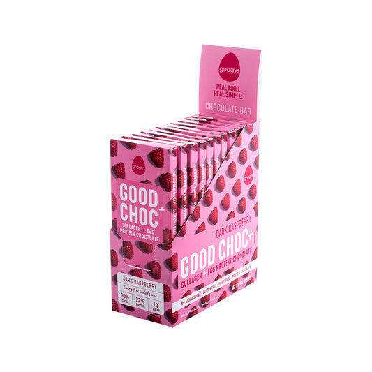 Googys Good + Choc Collagen + Egg Protein Chocolate Dark Raspberry 100g(Pack of 10) - Cutprice Online