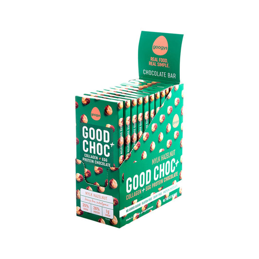 Googys Good + Choc Collagen + Egg Protein Chocolate Mylk Hazelnut 100g(Pack of 10) - Cutprice Online