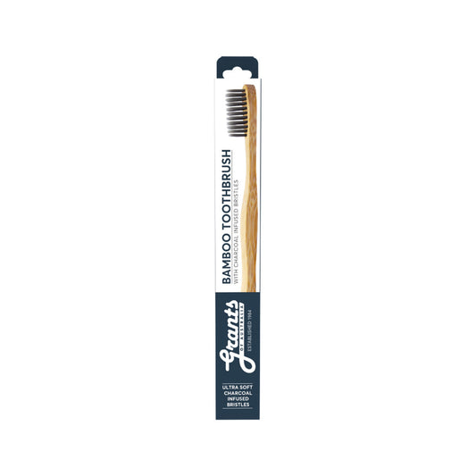 Grants Of Australia Biodegradable Bamboo Toothbrush with Charcoal Bristles Adult Ultra Soft - Cutprice Online