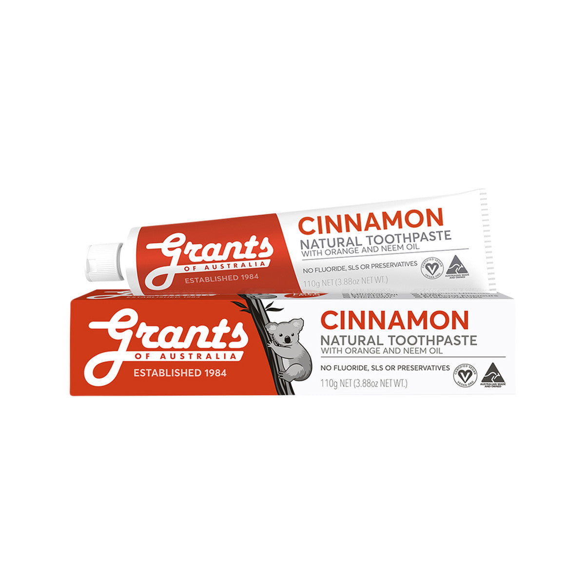 Grants Of Australia Natural Toothpaste Cinnamon with Orange & Neem Oil 110g - Cutprice Online