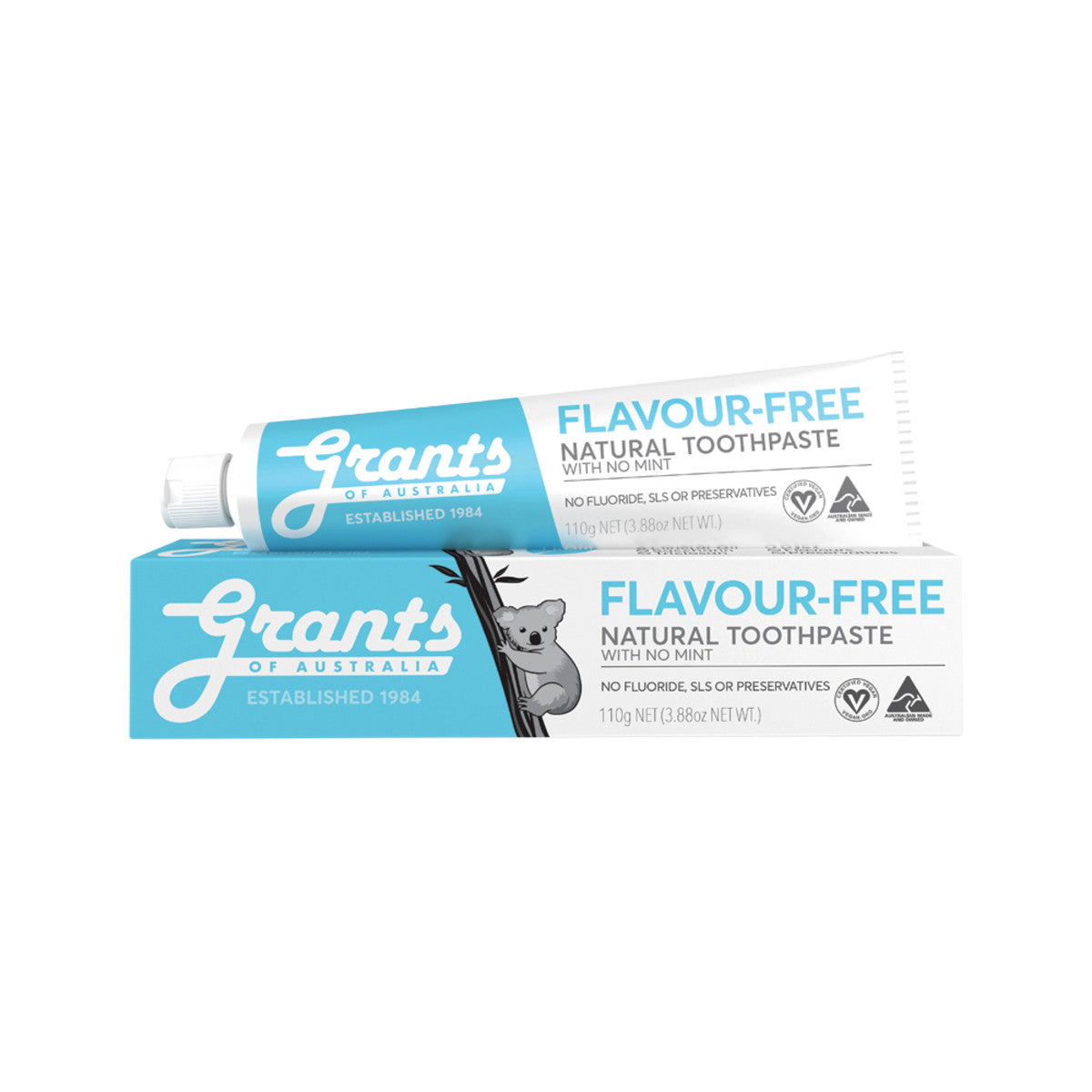 Grants Of Australia Natural Toothpaste Flavour-Free with No Mint 110g - Cutprice Online