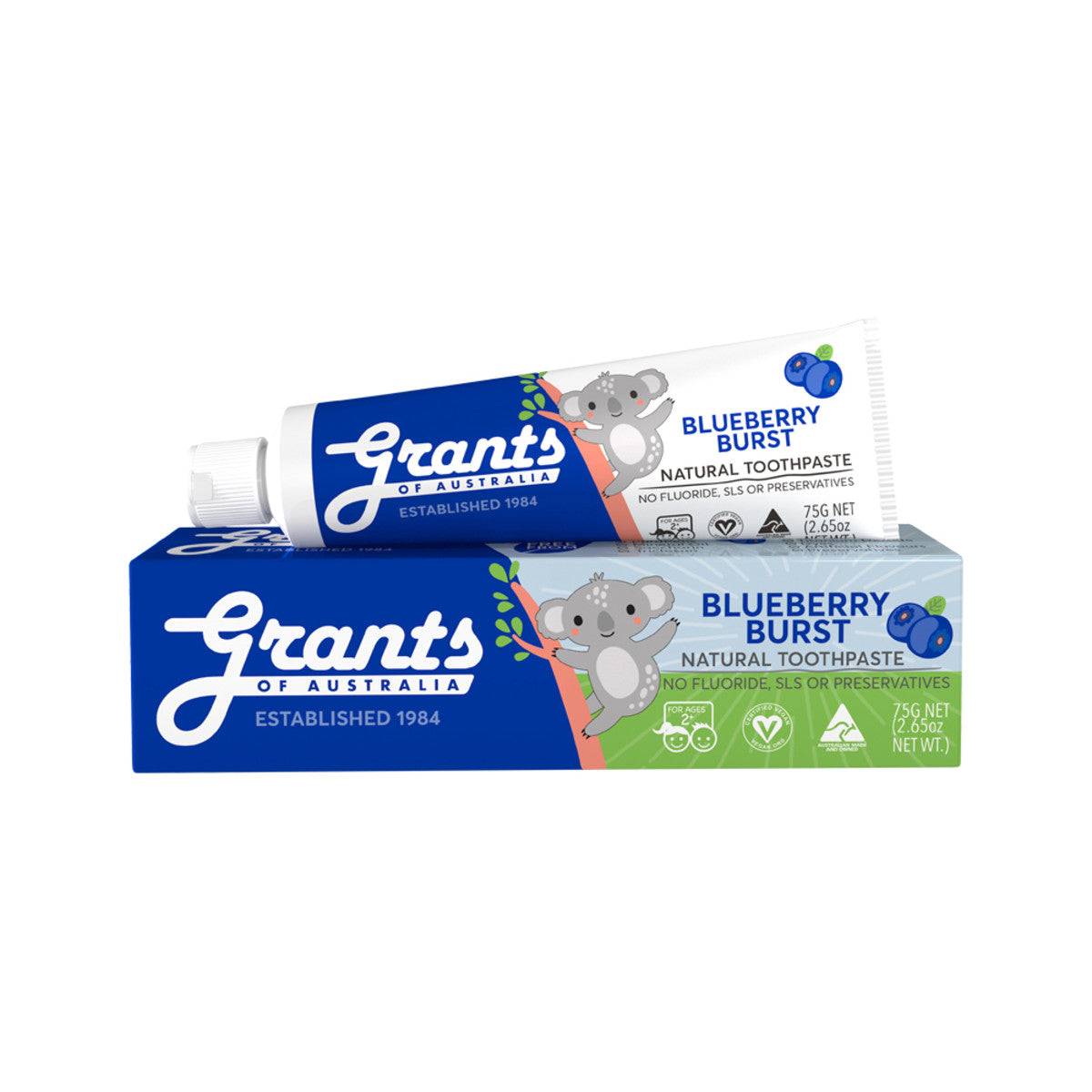 Grants Of Australia Natural Toothpaste Kids Blueberry Burst 75g - Cutprice Online