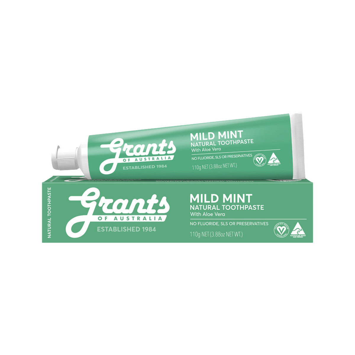 Grants Of Australia Natural Toothpaste Mild Mint with Aloe Vera 110g - Cutprice Online