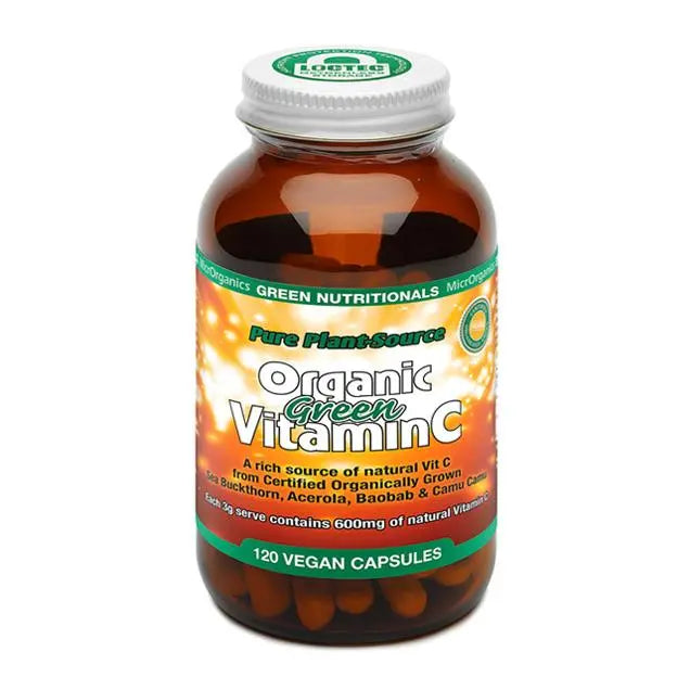 GREEN NUTRITIONALS Organic Green Vitamin C Vegan Capsules (600mg) 120 GREEN NUTRITIONALS