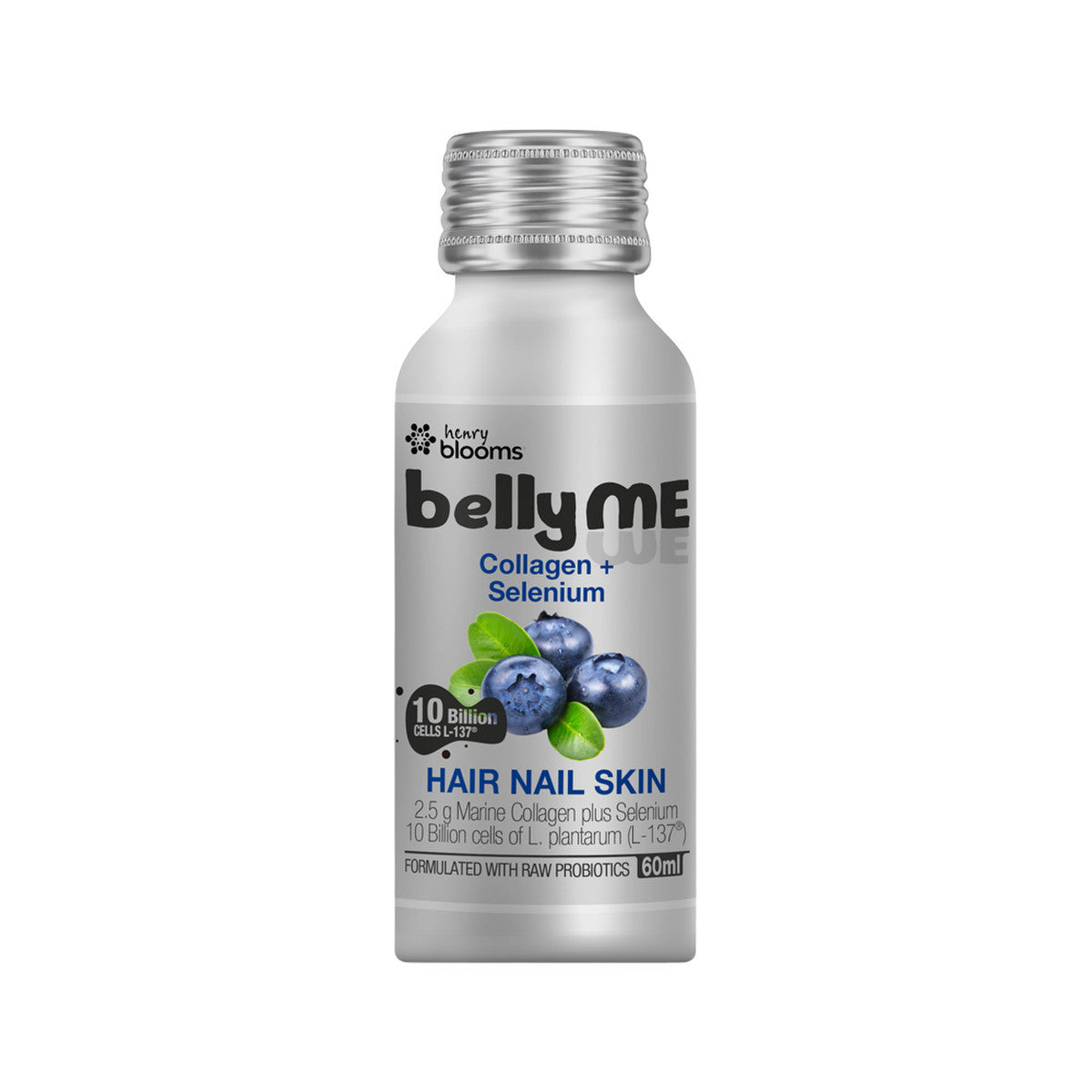 Henry Blooms BellyME Hair Nail Skin Collagen + Selenium Shots Natural Berry 60ml x 7 Pack - Cutprice Online