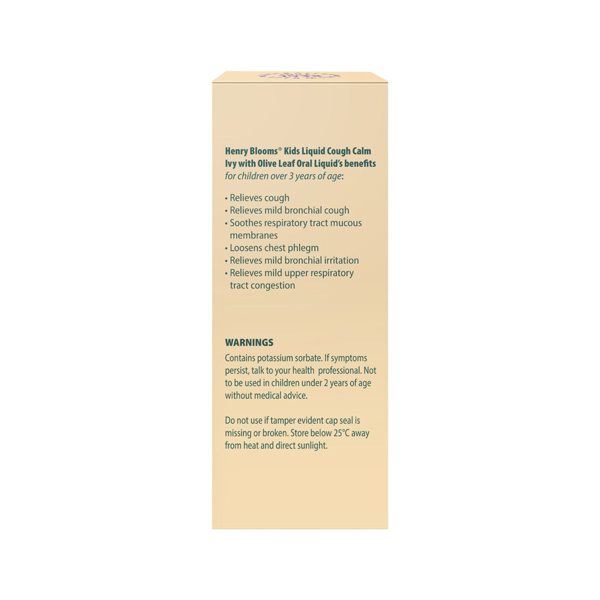 Henry Blooms Kids Liquid Cough Calm Ivy with Olive Leaf Orange 100ml - Cutprice Online