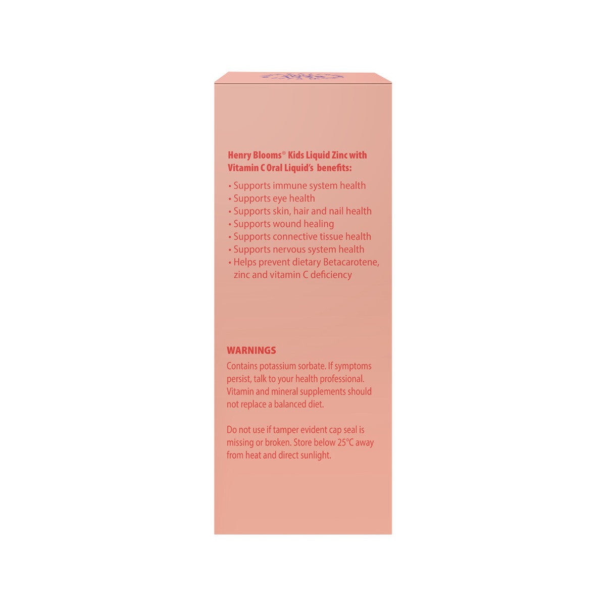 Henry Blooms Kids Liquid Zinc with Vitamin C Orange 100ml - Cutprice Online