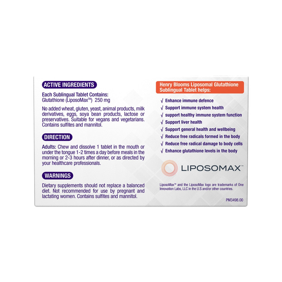 Henry Blooms Liposomal Glutathione Sublingual 30t - Cutprice Online