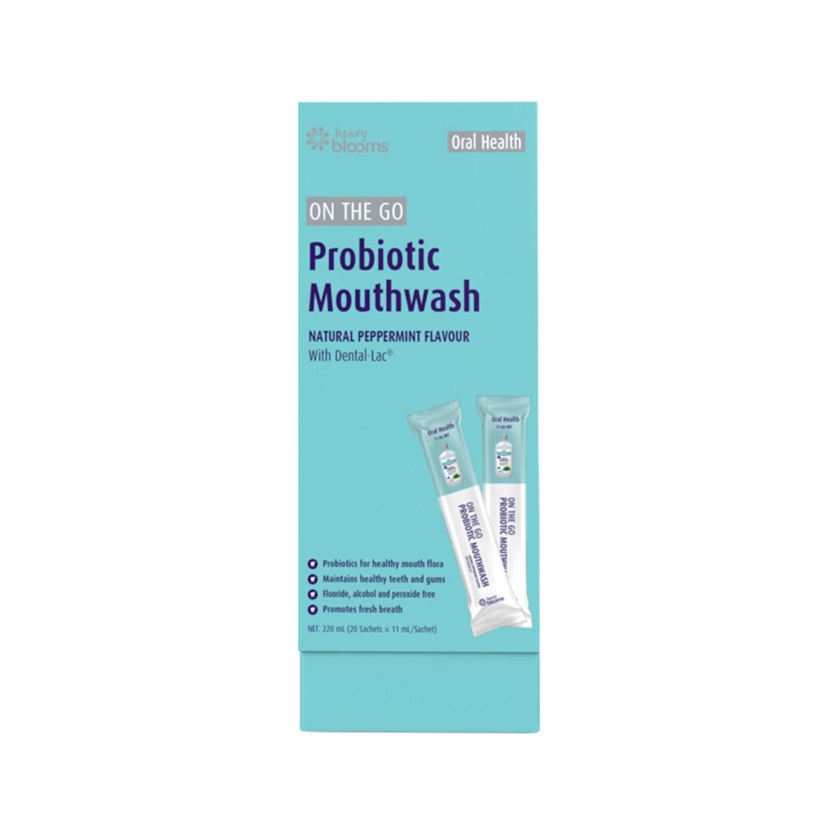 Henry Blooms Oral Health On The Go Probiotic Mouthwash Sachets 11ml x 20 Pack - Cutprice Online