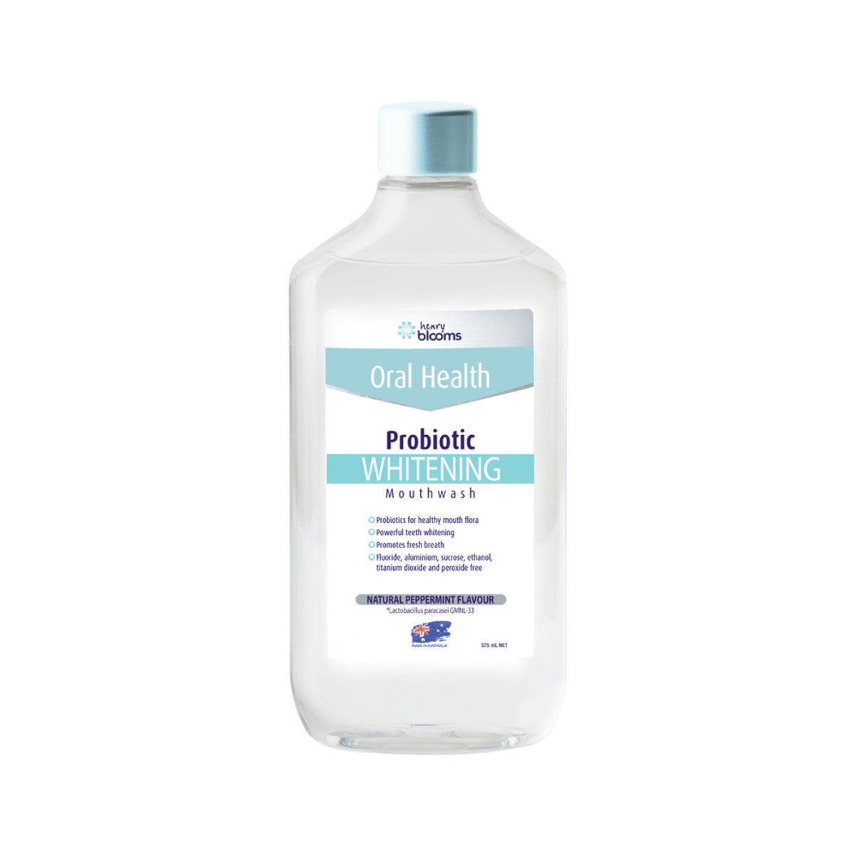 Henry Blooms Oral Health Probiotic Mouthwash Whitening Peppermint 375ml - Cutprice Online