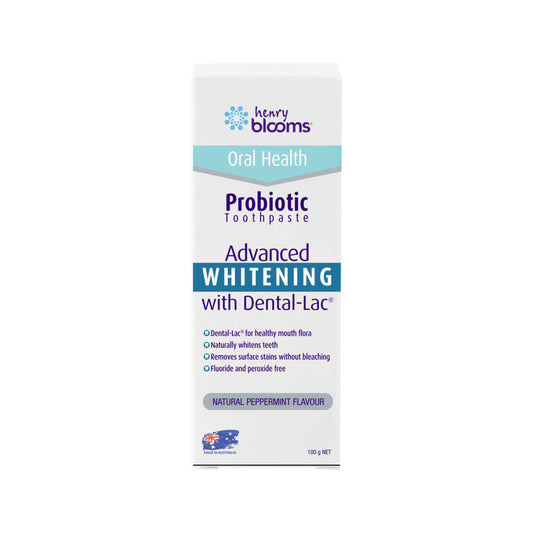 Henry Blooms Oral Health Probiotic Toothpaste Advanced Whitening with Dental-Lac Peppermint 100g - Cutprice Online