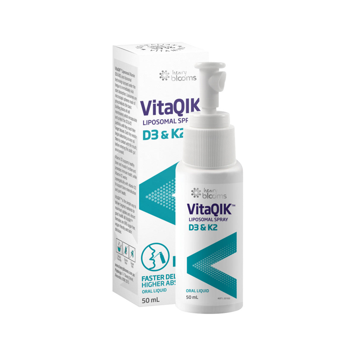 Henry Blooms VitaQIK Liposomal Spray D3 & K2 Oral Liquid 50ml - Cutprice Online
