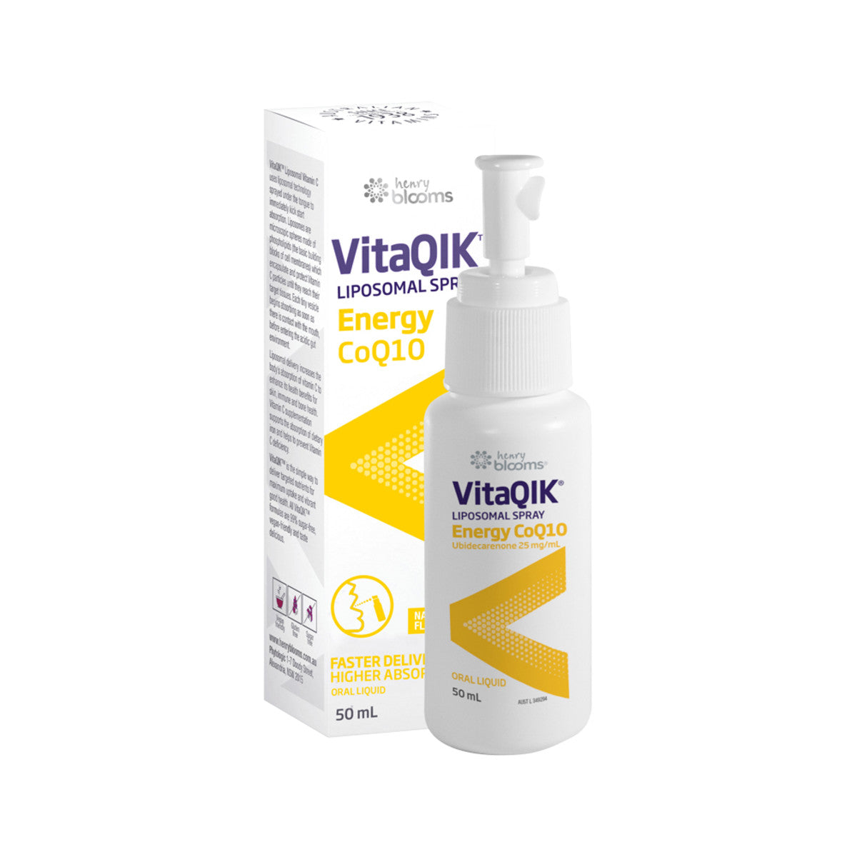 Henry Blooms VitaQIK Liposomal Spray Energy CoQ10 Oral Liquid 50ml - Cutprice Online