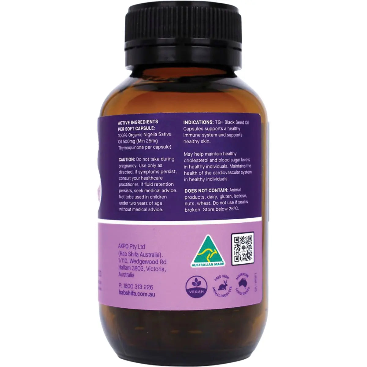 HAB SHIFA TQ+ Activated Black Seed Oil Vegecapsules 120 HAB