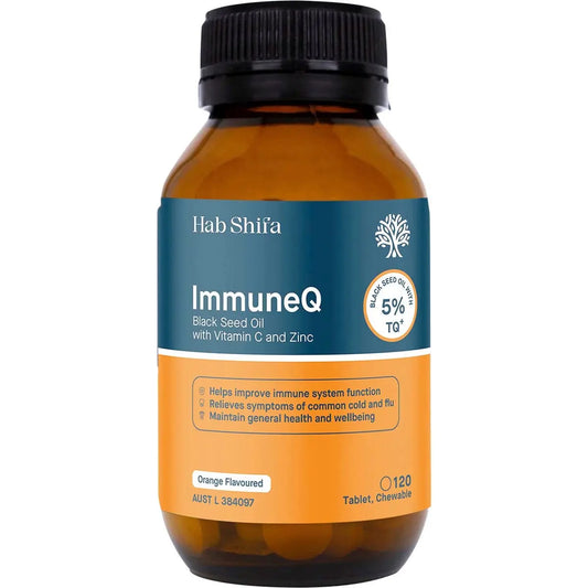 Hab Shifa ImmuneQ Organic Black Seed Tablets With Vitamin C & Zinc 120 HAB