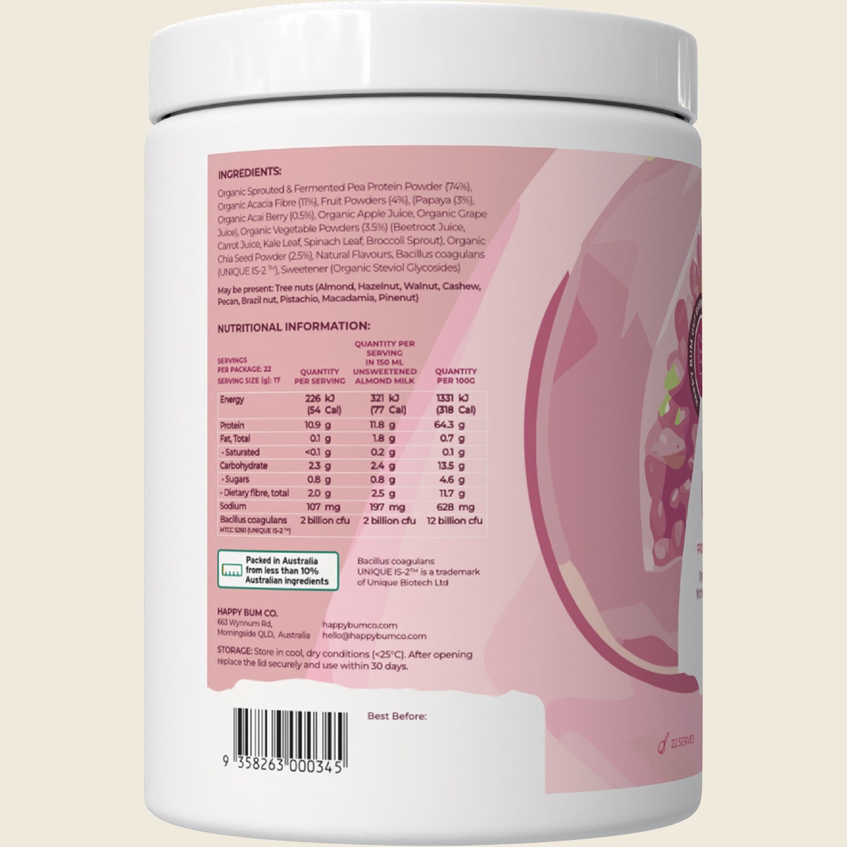 Happy Bum Gut Food Wild Berry 374g