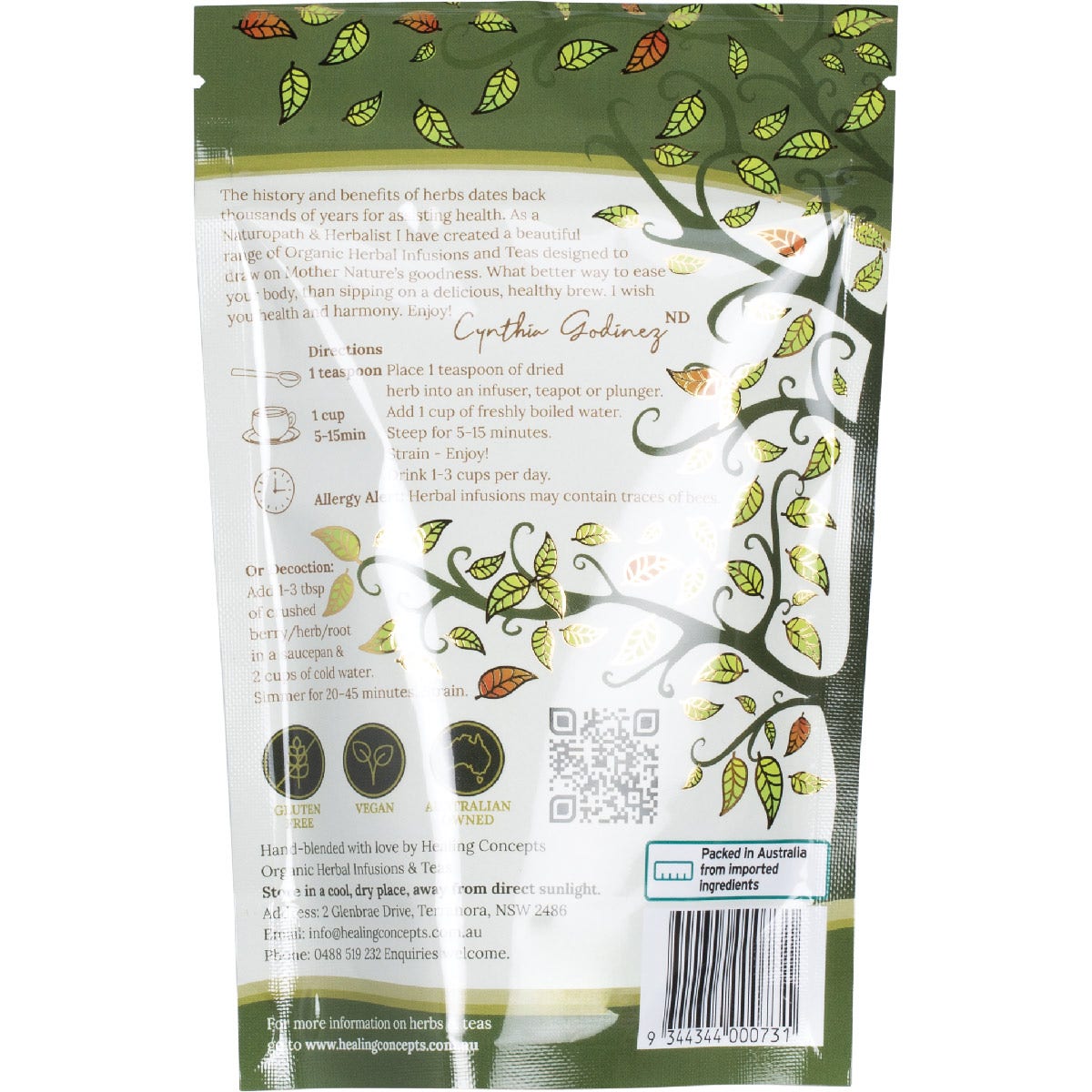 Healing Concepts Organic Raspberry Leaf 40g - Cutprice Online
