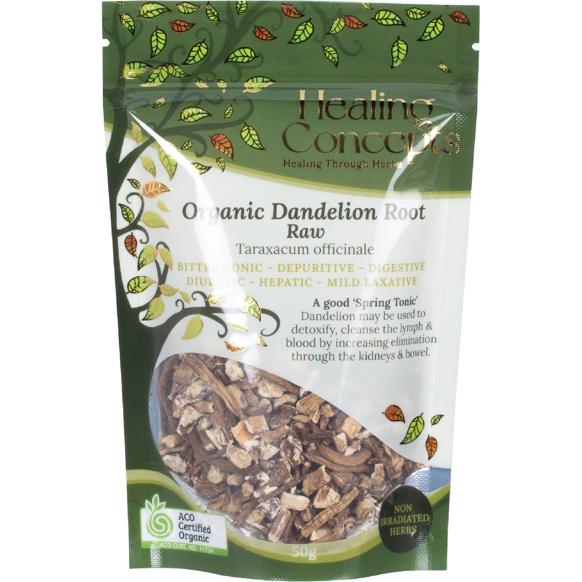 Healing Concepts Organic Dandelion Root Raw 50g - Cutprice Online