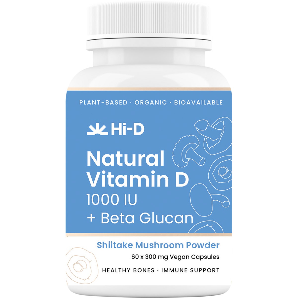 Hi-D Natural Vitamin D 1000 IU + Beta Glucan 60 Caps - Cutprice Online