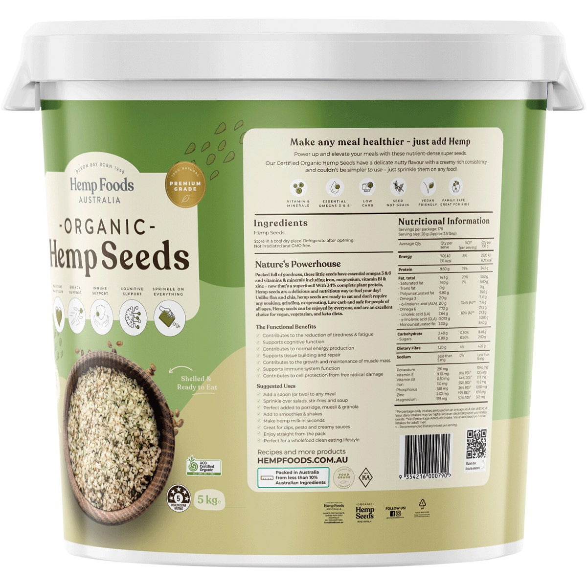 ESSENTIAL HEMP Organic Hemp Seeds Hulled 5kg ESSENTIAL HEMP