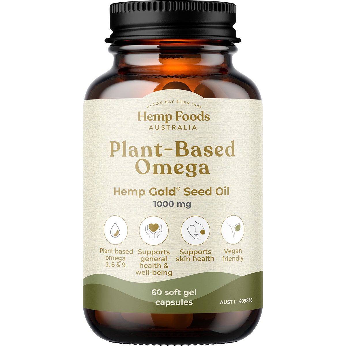 HEMP FOODS AUSTRALIA HEMP FOODS AUSTRALIA Plant-Based Omega Capsules with Hemp Gold Seed Oil  60 - Cutprice Online