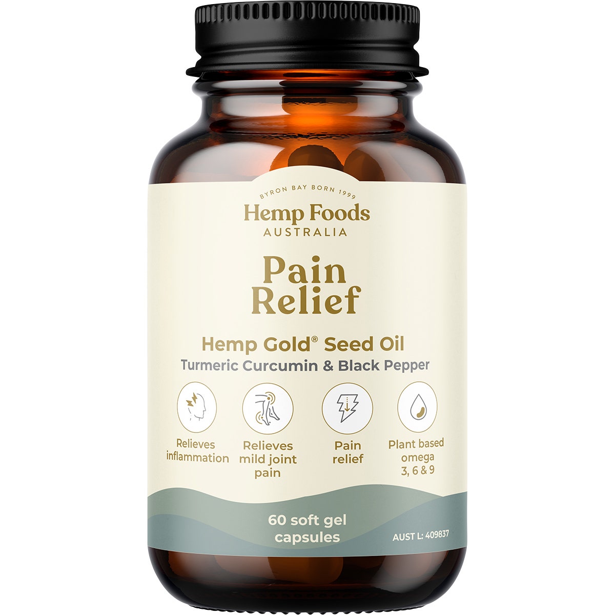 HEMP FOODS AUSTRALIA Pain Relief Capsules with Hemp Gold Seed Oil 60 - Cutprice Online