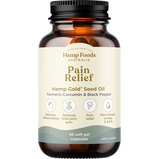 HEMP FOODS AUSTRALIA Pain Relief Capsules with Hemp Gold Seed Oil 60 - Cutprice Online