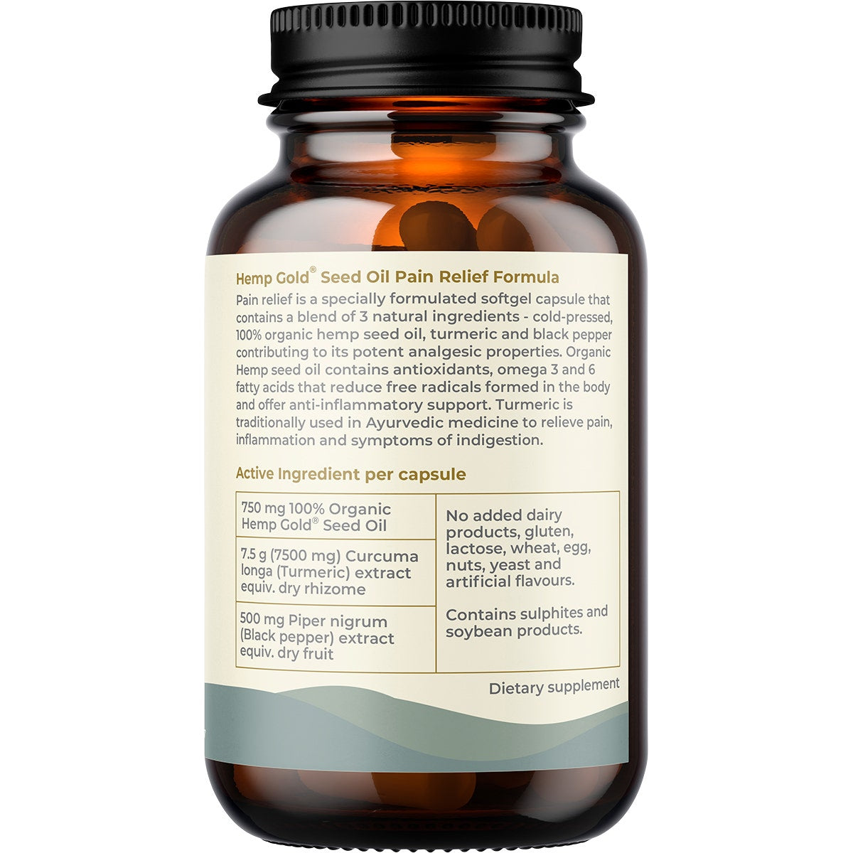 HEMP FOODS AUSTRALIA Pain Relief Capsules with Hemp Gold Seed Oil 60 - Cutprice Online