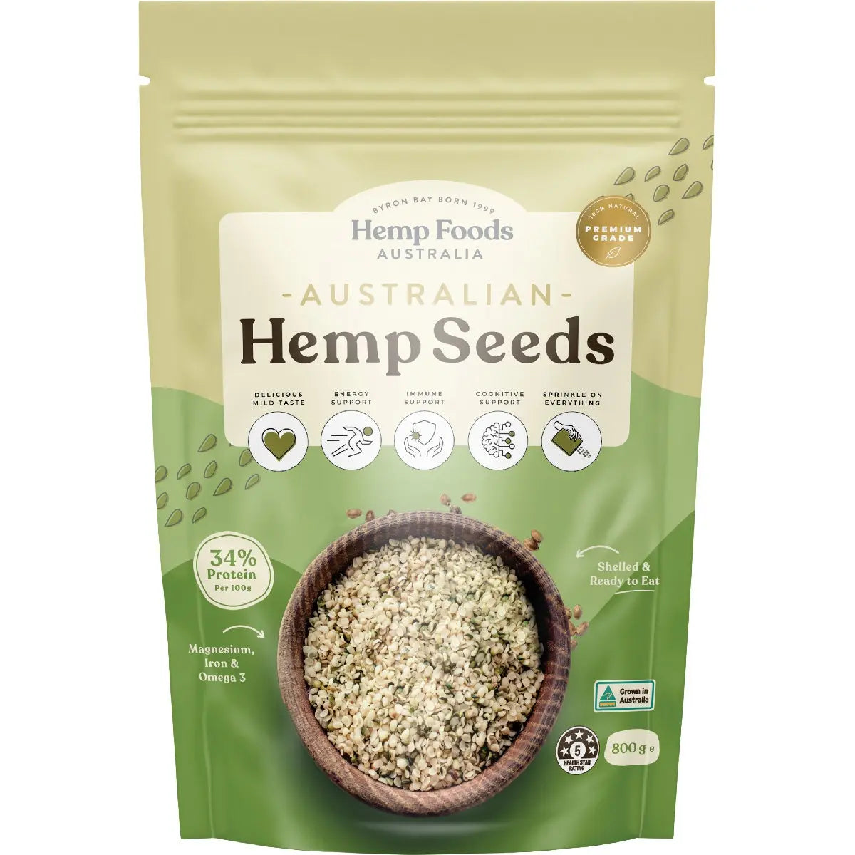 ESSENTIAL HEMP Australian Hemp Seeds Hulled 800g ESSENTIAL HEMP