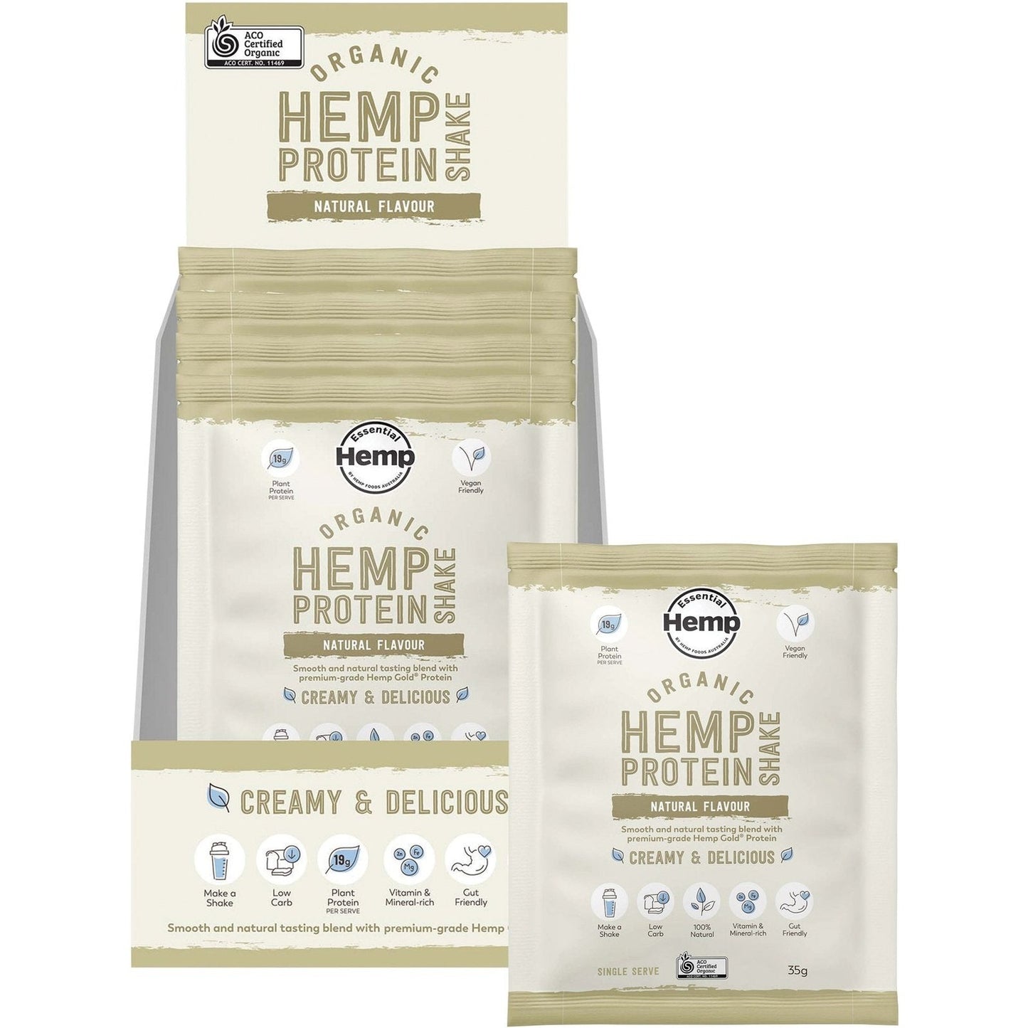 HEMP FOODS AUSTRALIA Organic Hemp Protein Natural 7x35g - Cutprice Online