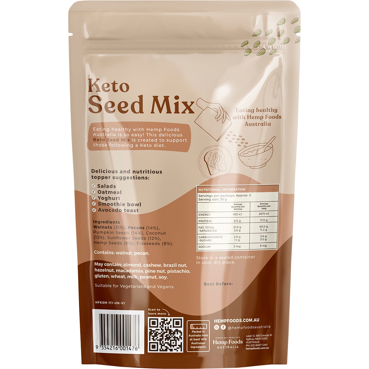 Hemp Foods Australia Keto Seed Mix 5x180g - Cutprice Online