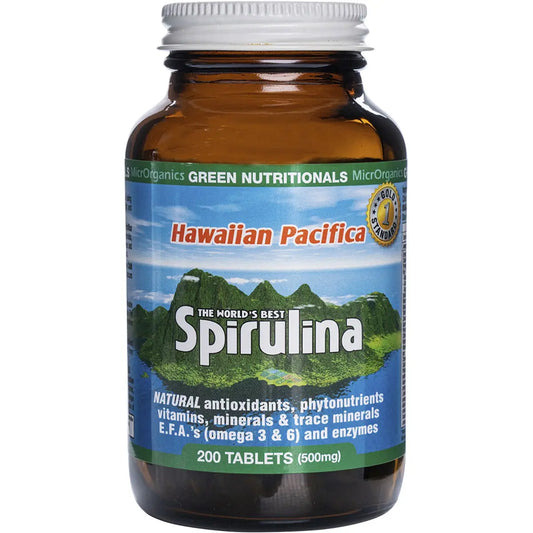 GREEN NUTRITIONALS Hawaiian Pacifica Spirulina Tablets (500mg) 200 GREEN NUTRITIONALS